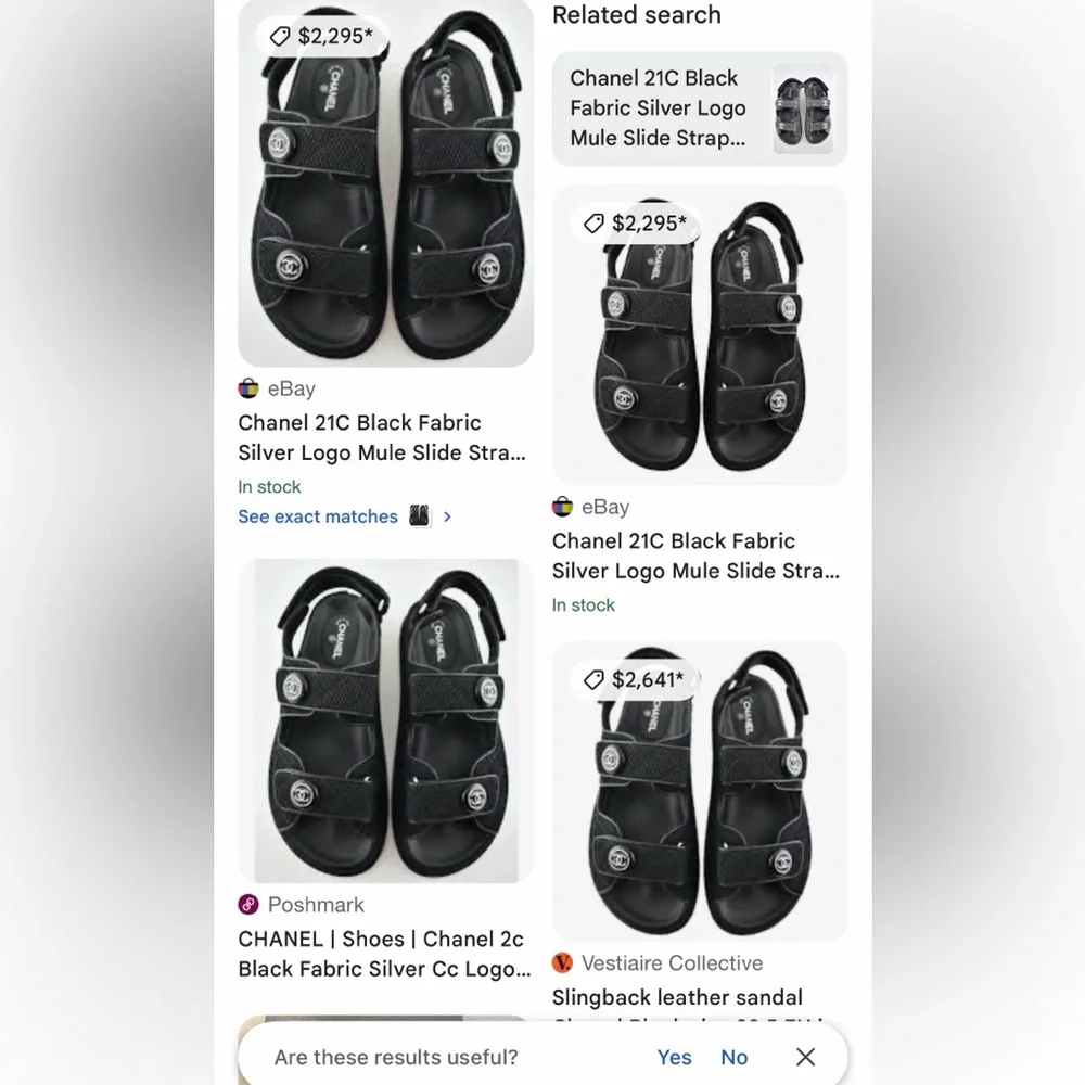 CHANEL 21C DAD CC Logo fabric Sandals with Silver Details
